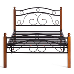 Кровать AT-803 дерево гевея/металл, 120х200см, красный дуб/черный