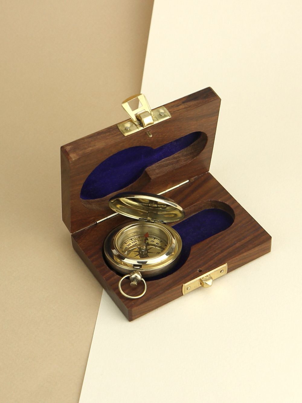 Nautical Карманный компас в деревянном футляре