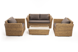 "Капучино Сингл" лаунж-зона из искусственного ротанга (гиацинт), цвет соломенный