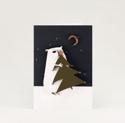 Открытка с деревянным элементом «Новогодний мишка» 13,5 × 9,5 см