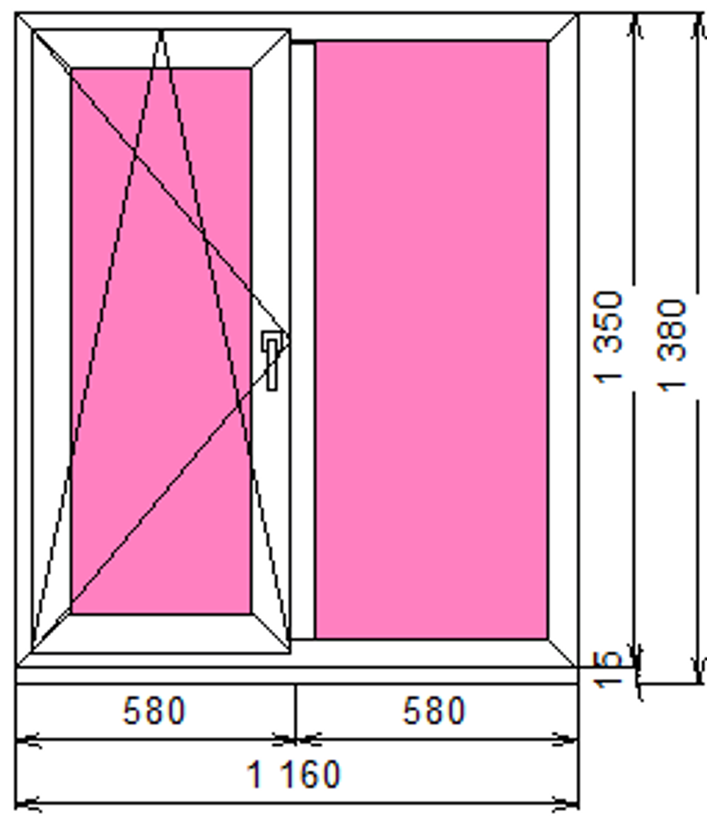 Пластиковое окно 1350 х 1160 ТермА Эко
