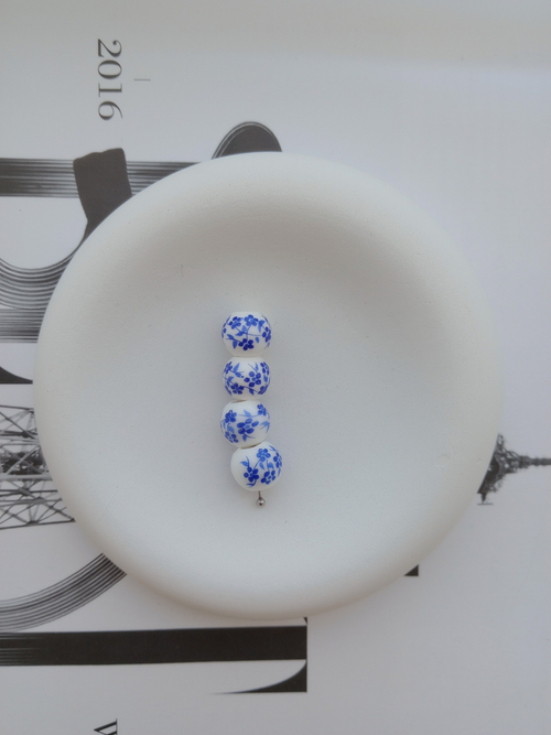 Бусина керамика гжель 10мм, 10шт