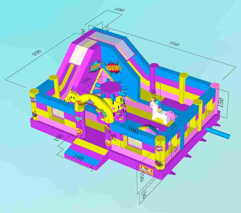 Коммерческий надувной батут "Комиксы" 7,5*5,5*3,15 м