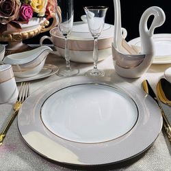 Lenardi 145-503 Набор из 6 тарелок 27см ЗОЛОТАЯ СИМФОНИЯ в под.уп.(х5)Костяной фарфор