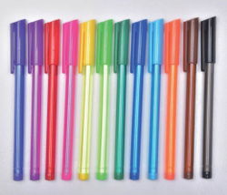 Ручки шариковые масляные, Набор 10 цветов, узел 1 мм