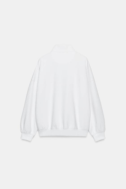 ZARA ТОЛСТОВКА ОВЕРСАЙЗ НА МОЛНИИ, БЕЛЫЙ