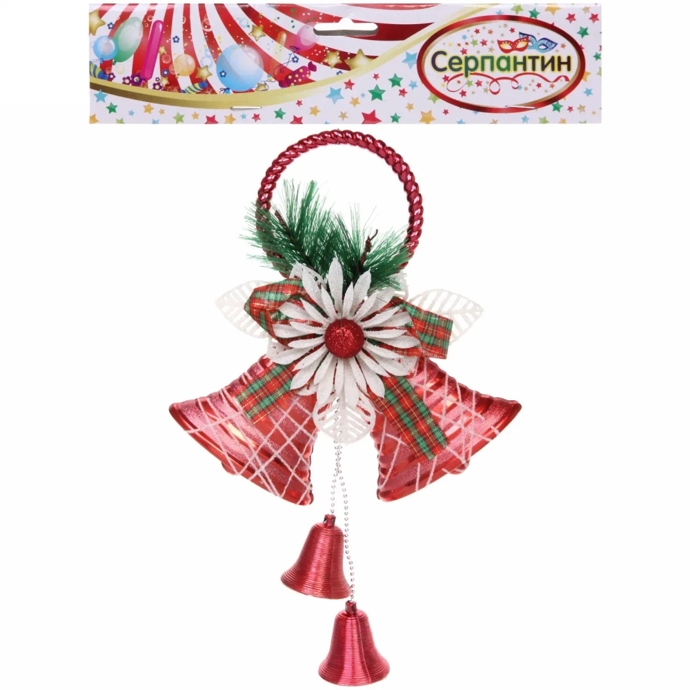 Украшение новогоднее «Звонкие колокольчики» 30*19 см, Красный