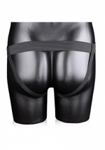 Черный страпон-фаллопротез со спиралевидной фактурой без мошонки - 20,6 см.