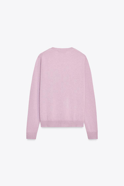 ZARA ДЖЕМПЕР ИЗ 100% КАШЕМИРА С ДЛИННЫМИ РУКАВАМИ, СВЕТЛО-СИРЕНЕВЫЙ