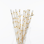 Трубочки для коктейлей с гофрой «Золотые звезды», белый/ золото, металлик, 12 шт