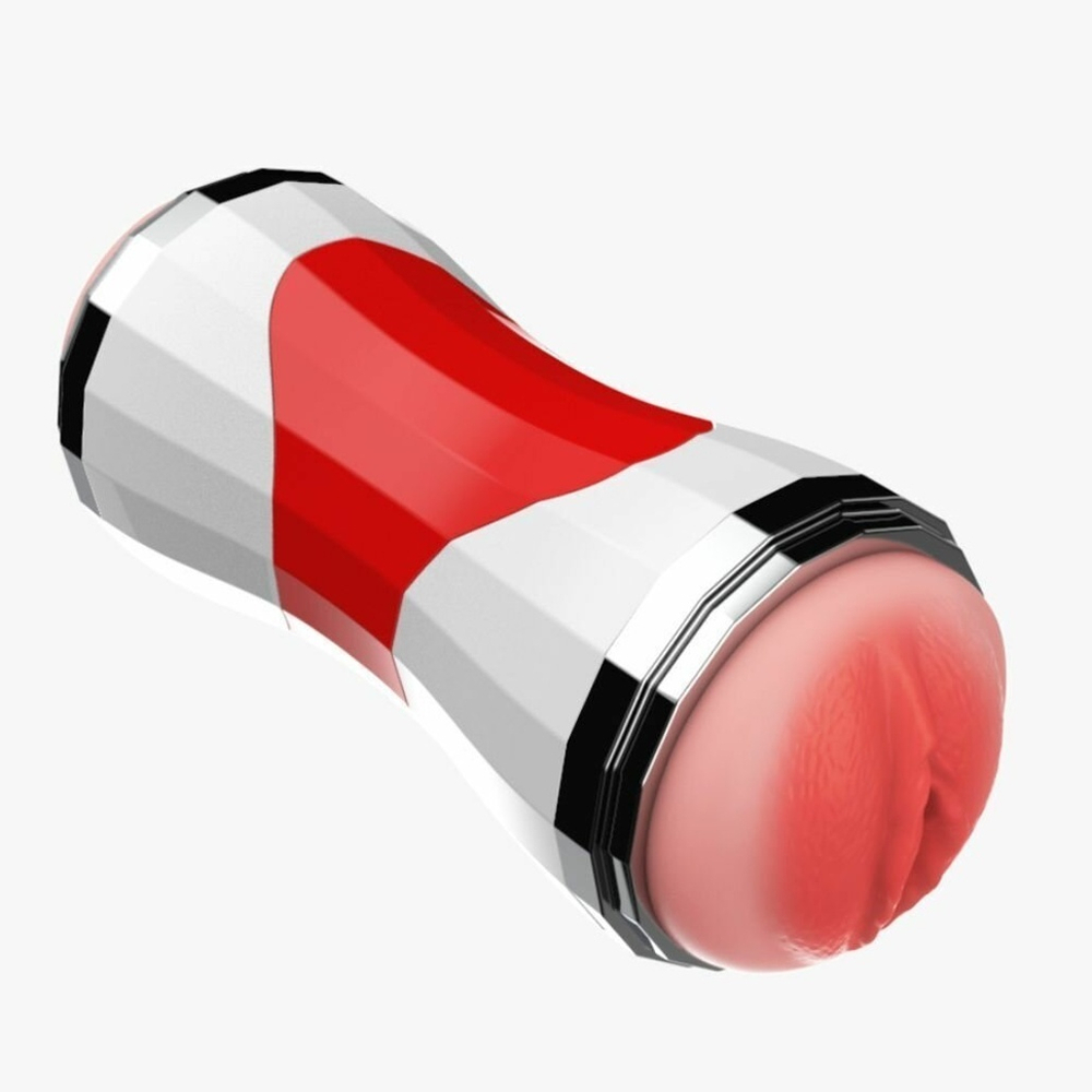 Двусторонний мастурбатор в колбе Power Grip Cup - вагина и ротик (Цвет: телесный)