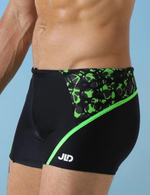 Мужские плавки с контрастной полосой и принтом (Размер: XXL) (Цвет: черный)