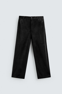 ZARA БРЮКИ ИЗ РЕЛЬЕФНОГО ВЕЛЬВЕТА, ЧЕРНЫЙ