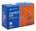 Скрепки канцелярские Workmate, 22 мм, цинковое покрытие, 100 штук в упаковке