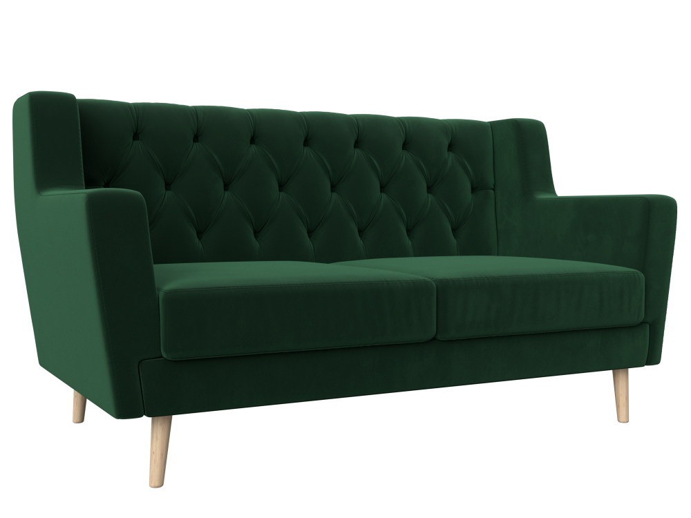 Диван кухонный прямой Брайтон 2 Люкс, Зеленый, Велюр, 108942