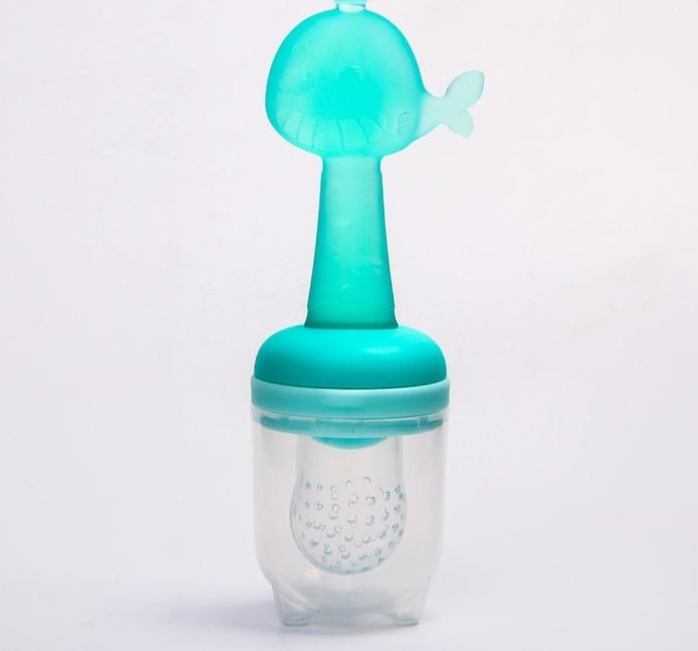 4780633 Ниблер с силиконовой сеточкой и силиконовой ручкой-грызунком, цвет бирюзовый