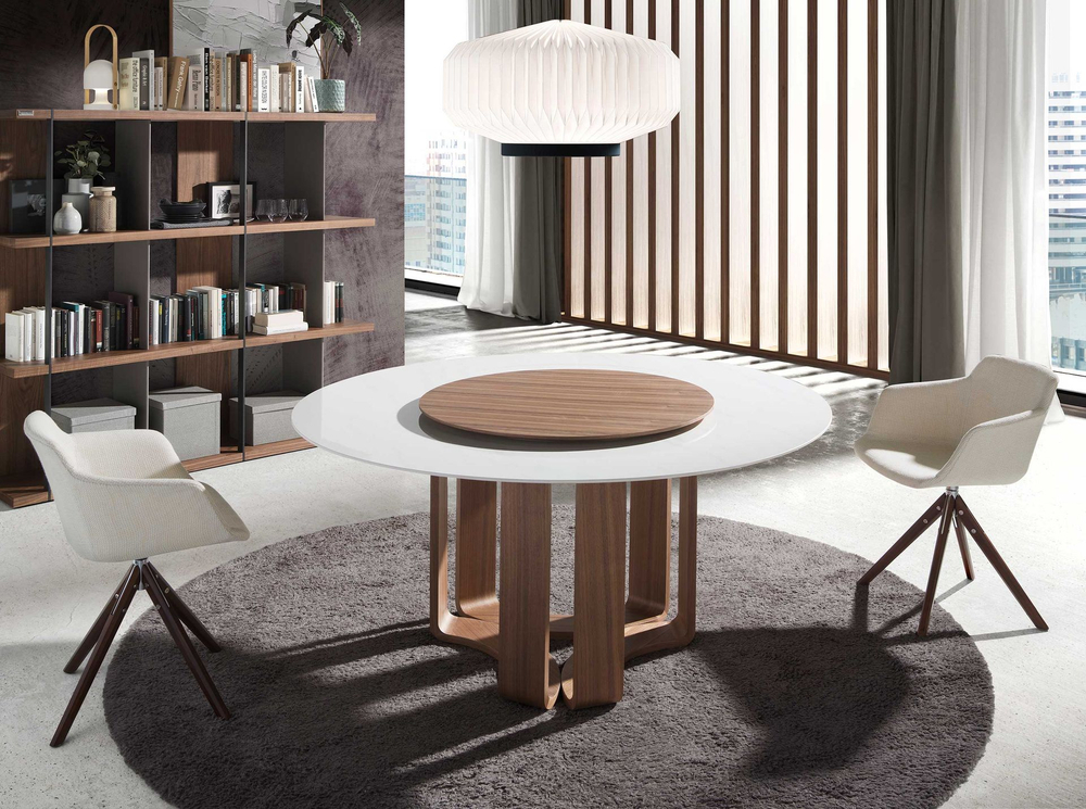 Круглый обеденный стол 1137/DT935 из керамики с мраморной отделкой