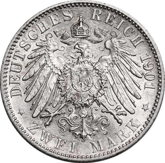 2 марки 1901 Германская Империя, Пруссия «200 лет Пруссии»