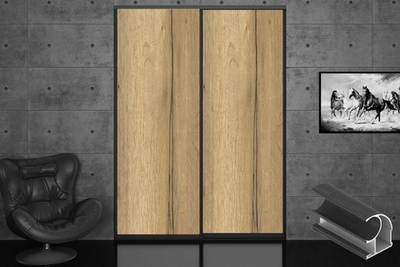 Дверь-купе 2650*600(700,800,900) мм, черный велюр, Дуб Галифакс натуральный EGGER