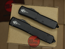 Нож Microtech UTX-85 A+++ Hellhound H/E - черная рукоять, черный клинок