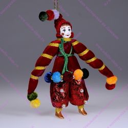 Ёлочная игрушка Клоун в бархатной курточке