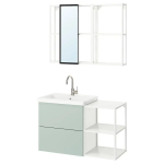 Комбинация для ванной - IKEA ENHET, 102х43х65 см, белый/серо-зеленый, ЭНХЕТ ИКЕА