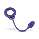 Фиолетовое эрекционное виброкольцо с анальным шариком Eclipse