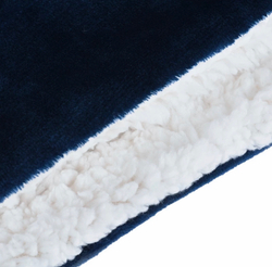 Плед двуспалка Темно-Голубой с белым Барашка Велюр-Плюш 200х230