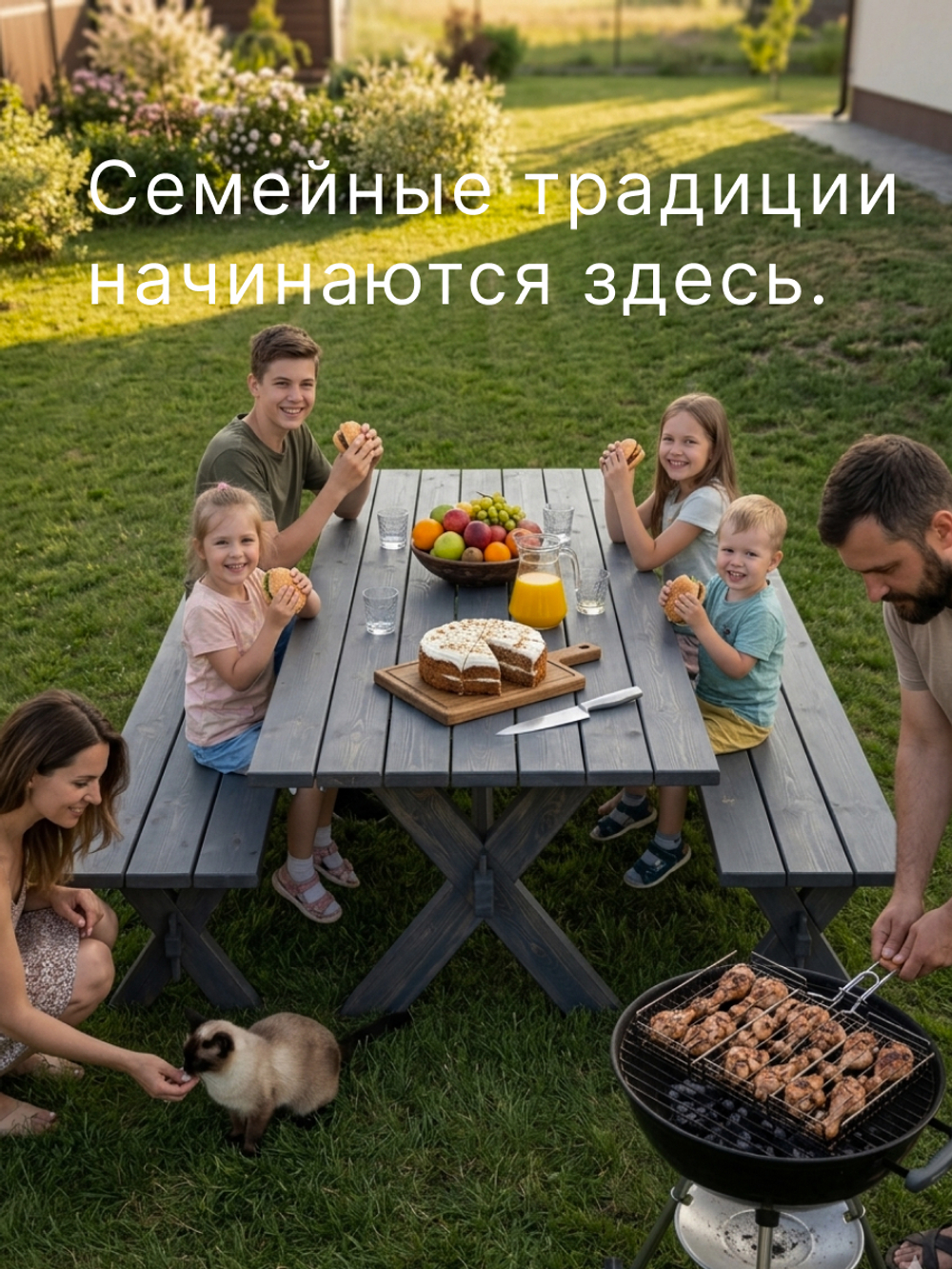 Скамейка садовая 200х44х45, Осло, деревянная скамья, массив сосны, для дома и сада, цвет графит