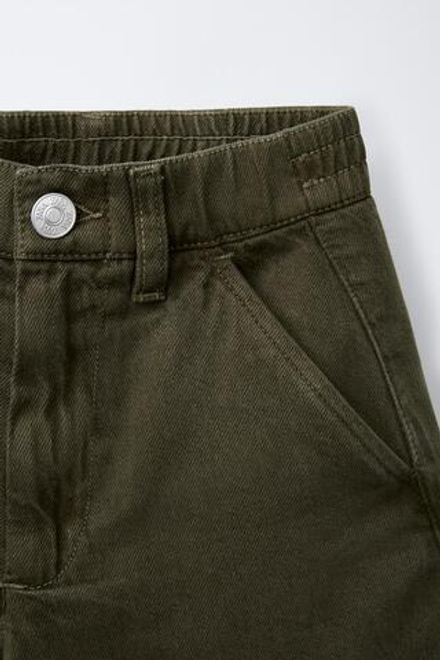 ZARA БЕРМУДЫ ИЗ ТВИЛА, ТЕМНЫЙ ХАКИ