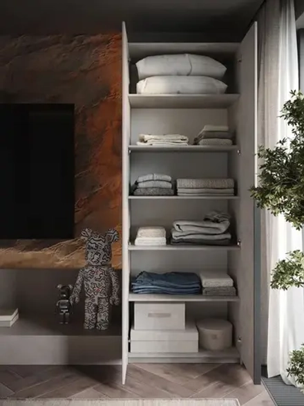 Шкаф распашной Soho, серый, с полками, 81 см