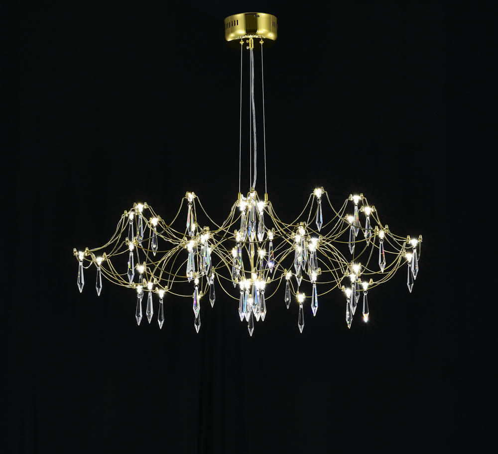 Подвесная люстра светодиодная с пультом и хрустальными подвесками Asfour MyFar Ersilia MR2663-60P-76AP