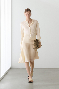 Massimo Dutti Льняной кардиган с пуговицами, ванильный