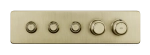 Термостат Gessi HI-FI, до 3 функций одновременно, с кнопками вкл/выкл, внешняя часть, цвет Brushed Brass PVD