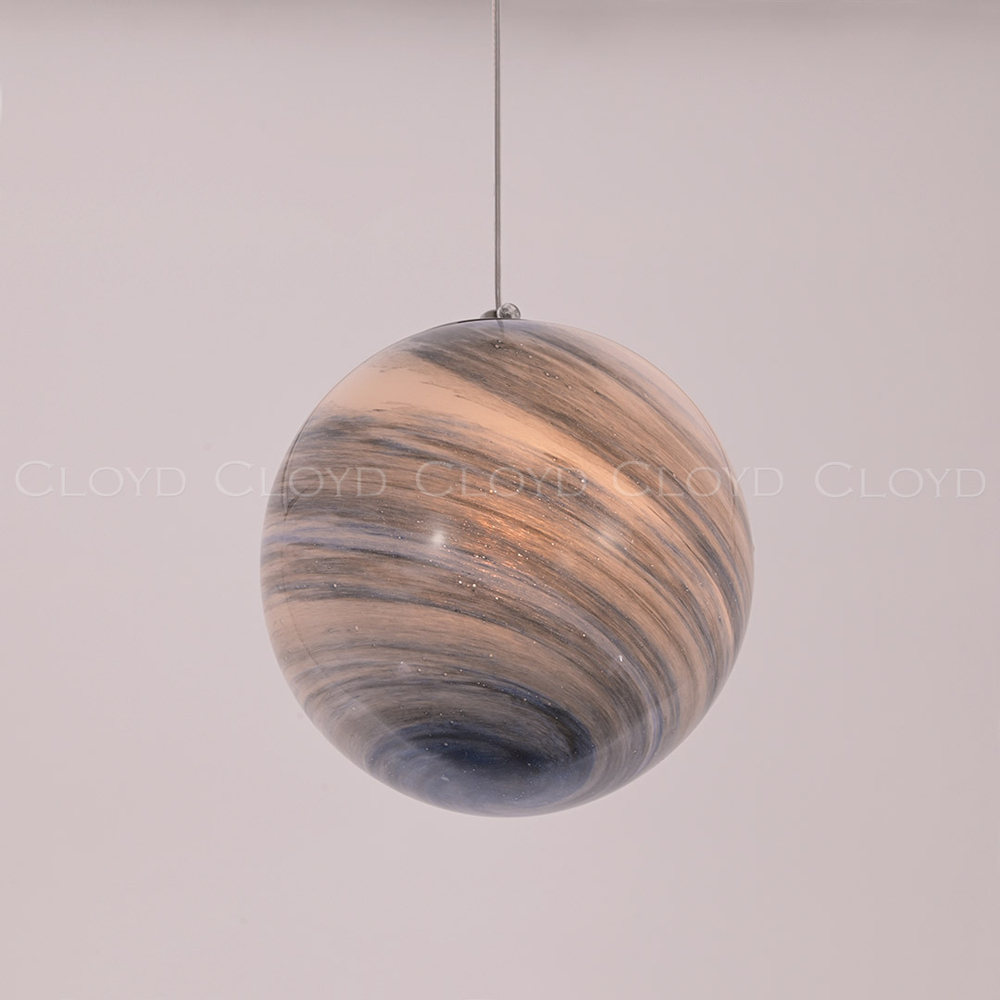 Подвесной светильник Cloyd LAPETUS P1 / Ø15 см - хром - синее стекло (арт.11313)