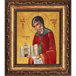 Христодул Патмосский, преподобный чудотворец. Икона на холсте.