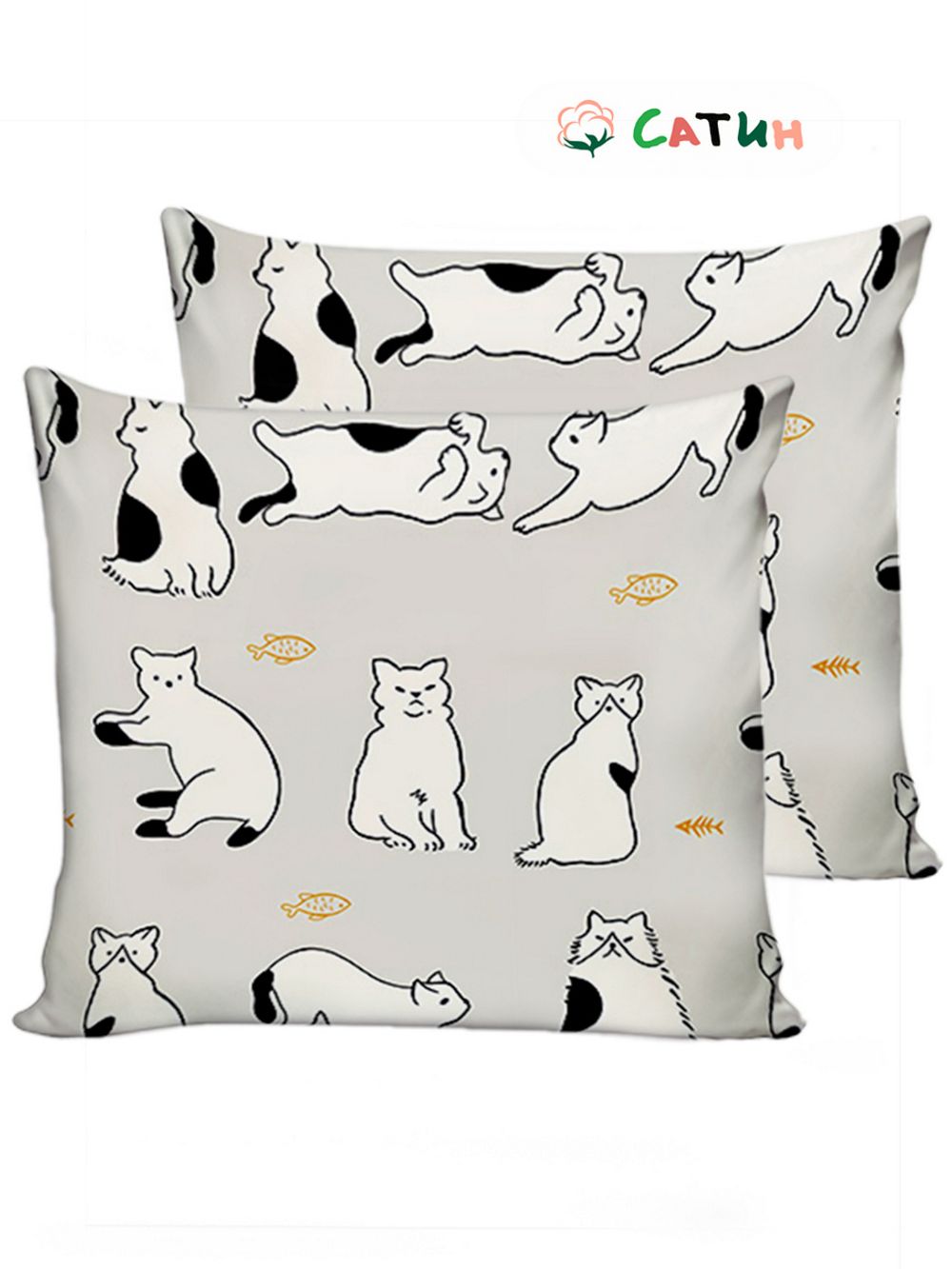 Наволочка комплект 2шт Milky Garden "Кошки" 70х70 см