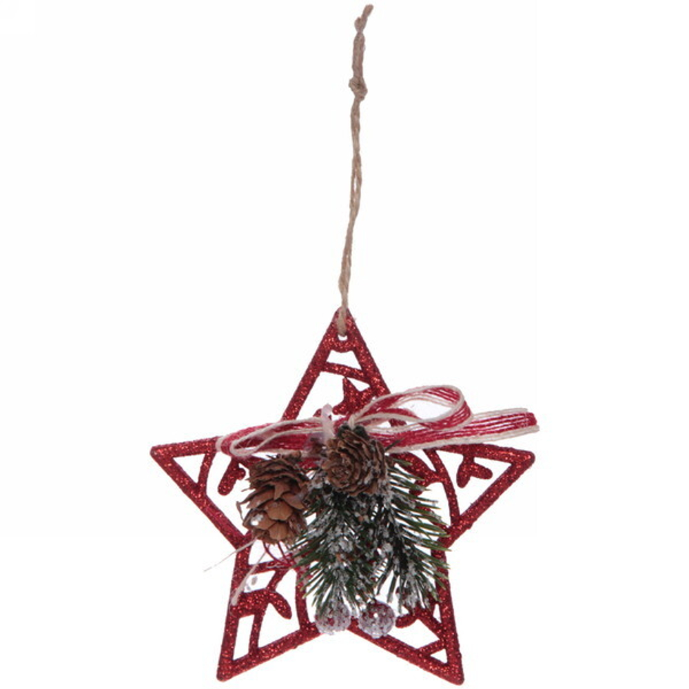 Подвеска елочная БЛЕСК «Звезда» 11,5 см, Красный