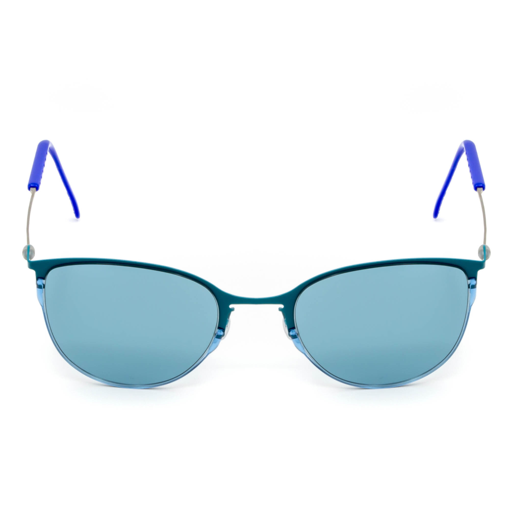 Бирюзовые солнцезащитные очки из титана со светло-синими линзами. Модель 04