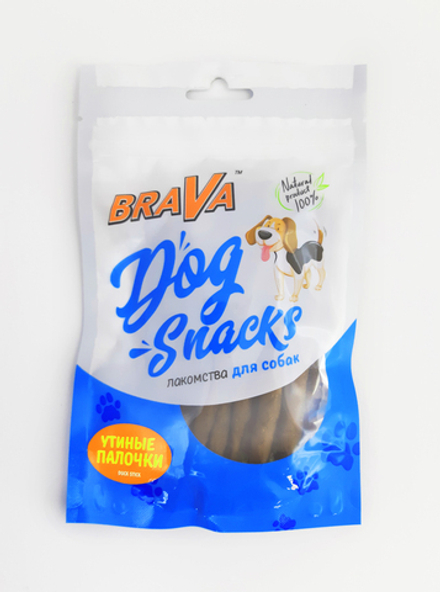 BRAVA Лакомство для собак утиные палочки 90 г