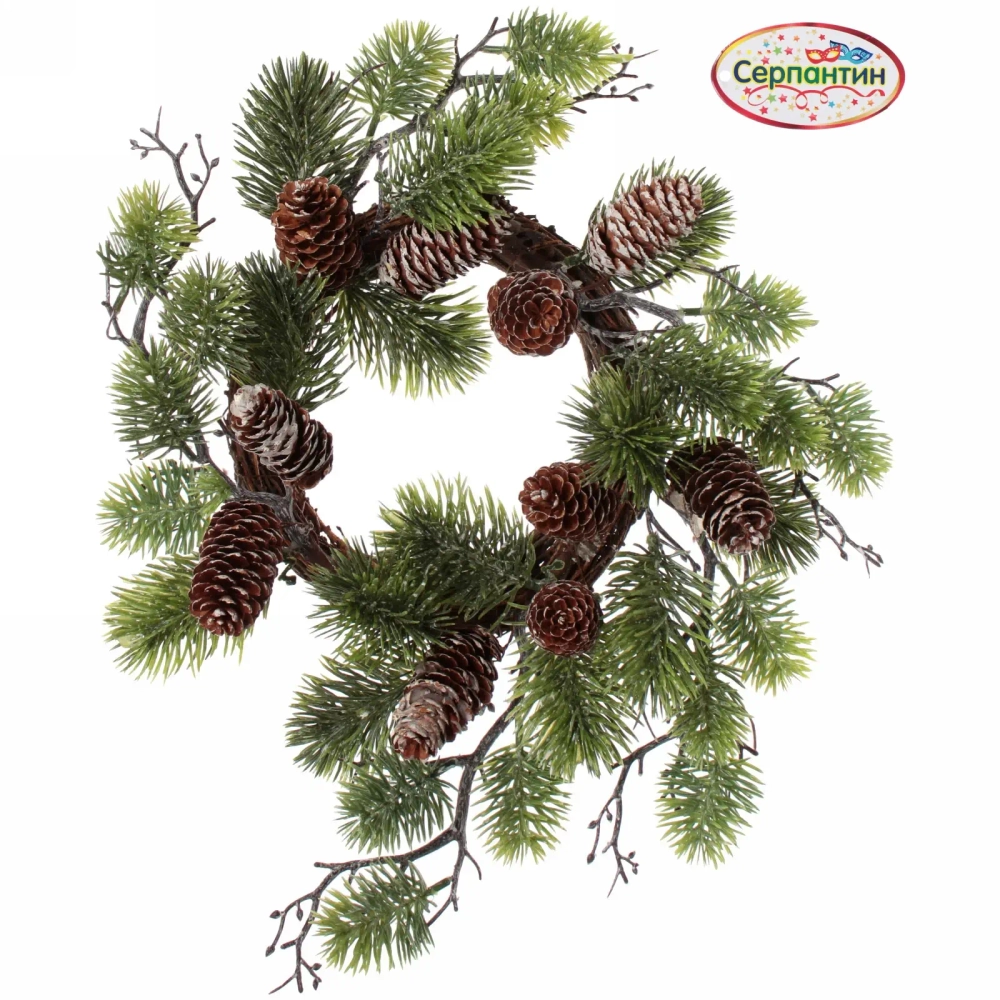 Венок хвойный новогодний «Золотистый лес» , 40 см