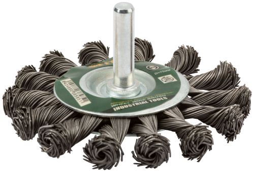 Корщетка-колесо, со штифтом, витая стальная проволока  75 мм 38585