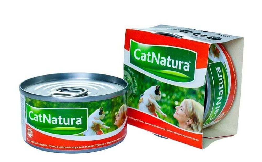 Cat Natura консервы для кошек тунец с красным морским окунем 85г