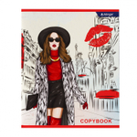 Тетрадь 48л., А5, клетка, Alingar "Girls in the city", скрепка, мелованный картон (стандарт), выб УФ лак, блок офсет, 4 дизайна в пленке т/у
