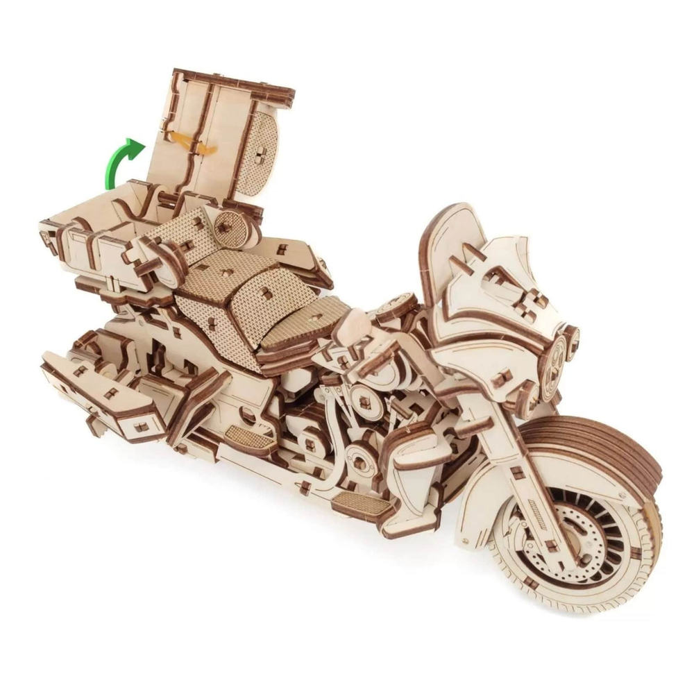 Мотоцикл байк Туринг (EWA) - Деревянный конструктор, сборная механическая модель, 3D пазл