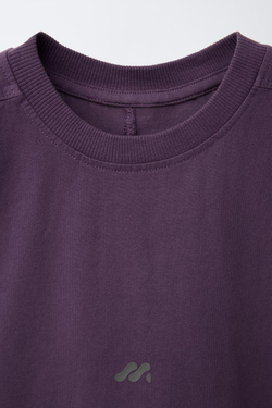 ZARA ФУТБОЛКА С ЛОГОТИПОМ, ТЕМНО-ЛИЛОВЫЙ