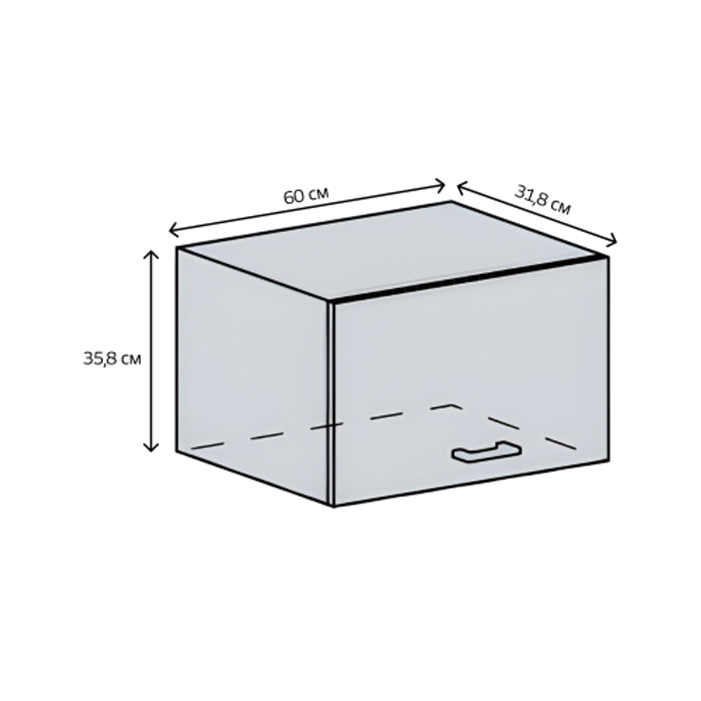 Кухонный модуль навесной Ницца ШВГ 600 (ВГ 600, Ф-85), 600х318х358 мм, горизонтальный (МФ Сурская мебель)