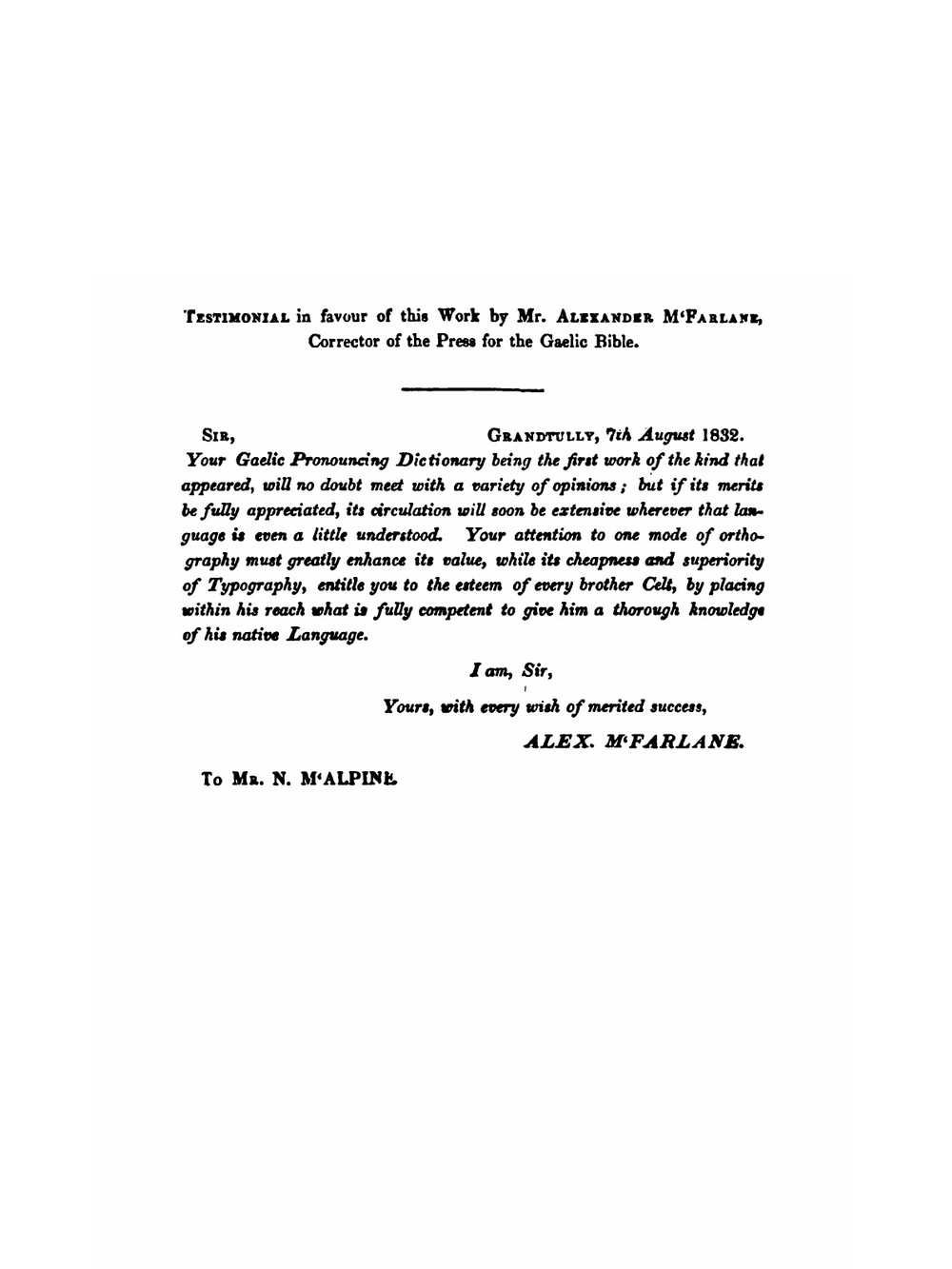 A Pronouncing Gaelic Dictionary. To Which Is Prefixed A Concise But Most Comprehensive Gaelic Grammar | MacAlpine Neil