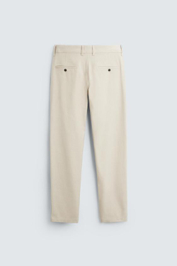 ZARA БРЮКИ ЧИНОС ИЗ КОМФОРТНОЙ РЕЛЬЕФНОЙ ТКАНИ, БЕЖЕВЫЙ