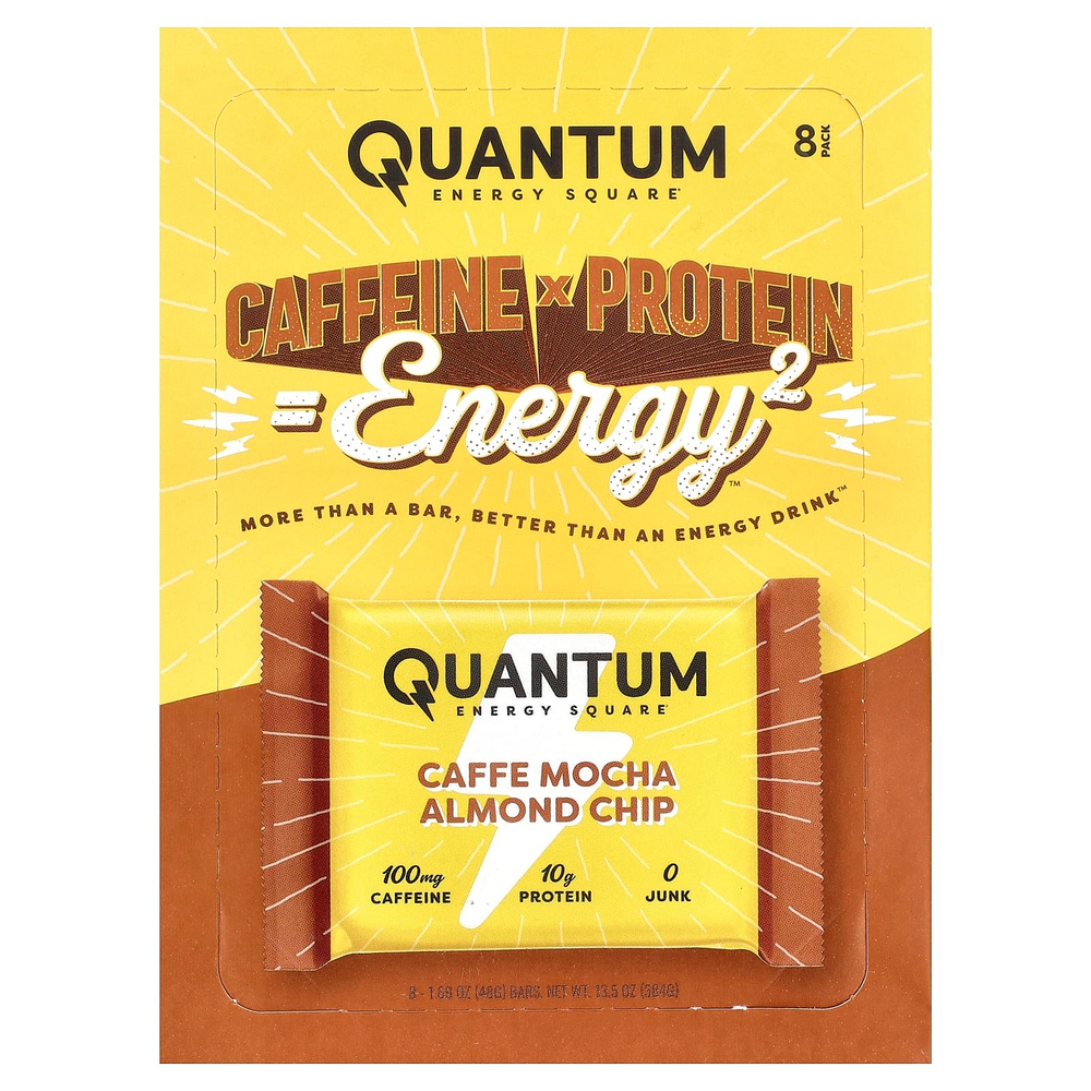 Quantum Energy Square, кофе, мокко и миндальная крошка, 8 батончиков по 48 г (1,69 унции)